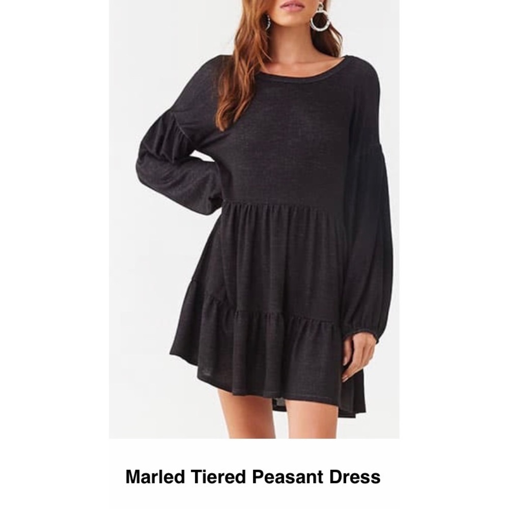 Marled Tiered Peasant Dress